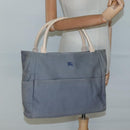 Burberrys Blue Label Tote Bag Canvas Gray Silver Auth 129965-20