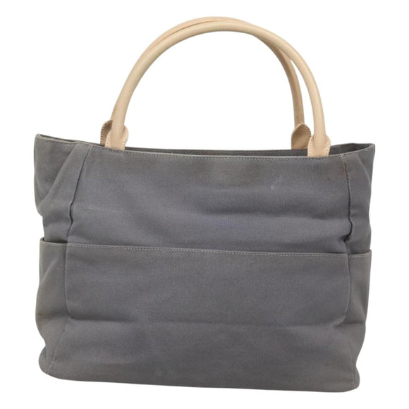 Burberrys Blue Label Tote Bag Canvas Gray Silver Auth 129965