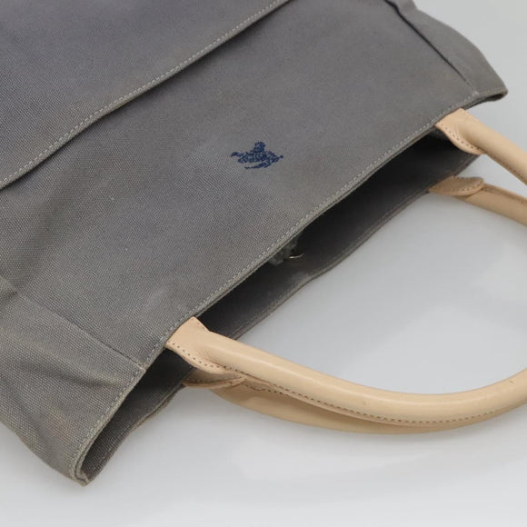 Burberrys Blue Label Tote Bag Canvas Gray Silver Auth 129965