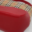 Burberrys Nova Check Shoulder Bag Canvas Beige Red gold Auth 129966-9