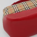Burberrys Nova Check Shoulder Bag Canvas Beige Red gold Auth 129966-14