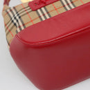 Burberrys Nova Check Shoulder Bag Canvas Beige Red gold Auth 129966-16