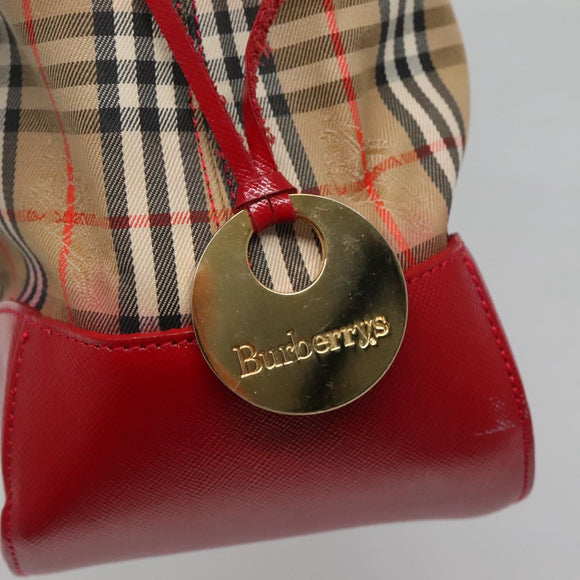 Burberrys Nova Check Shoulder Bag Canvas Beige Red gold Auth 129966