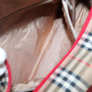 Burberrys Nova Check Shoulder Bag Canvas Beige Red gold Auth 129966-20