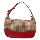 Burberrys Nova Check Shoulder Bag Canvas Beige Red gold Auth 129966-13