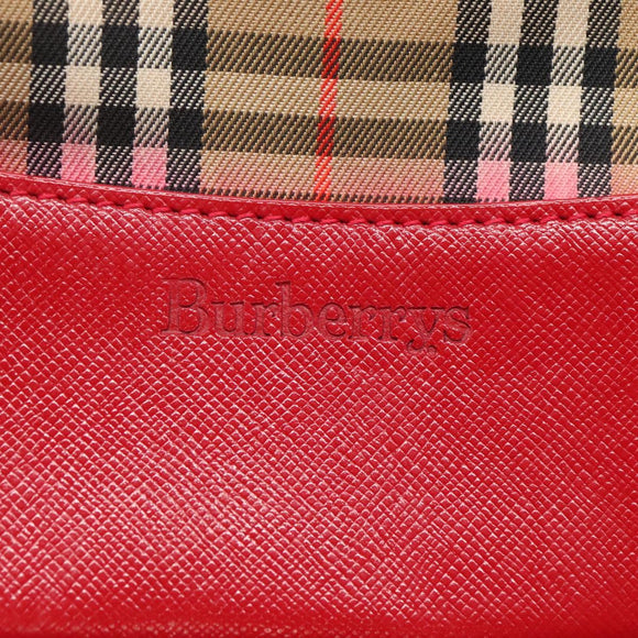 Burberrys Nova Check Shoulder Bag Canvas Beige Red gold Auth 129966