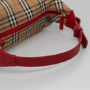 Burberrys Nova Check Shoulder Bag Canvas Beige Red gold Auth 129966-7