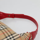 Burberrys Nova Check Shoulder Bag Canvas Beige Red gold Auth 129966-8