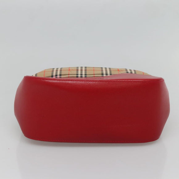 Burberrys Nova Check Shoulder Bag Canvas Beige Red gold Auth 129966