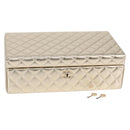 CHANEL Matelasse Jewelry Case Jewelry Box Lamb Skin Gold CC Auth 129974SM-1