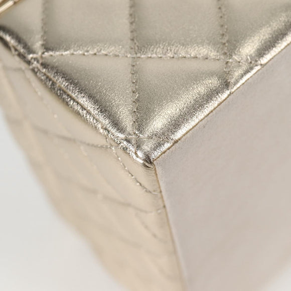 CHANEL Matelasse Jewelry Case Jewelry Box Lamb Skin Gold CC Auth 129974SM