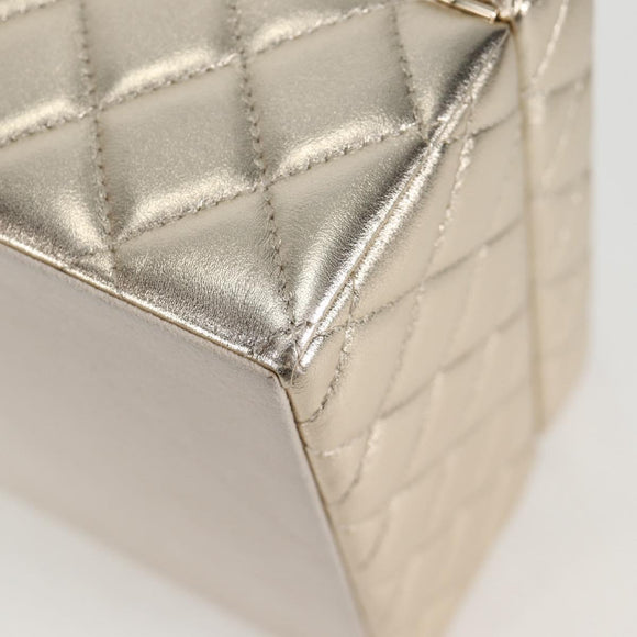 CHANEL Matelasse Jewelry Case Jewelry Box Lamb Skin Gold CC Auth 129974SM