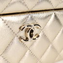 CHANEL Matelasse Jewelry Case Jewelry Box Lamb Skin Gold CC Auth 129974SM-17