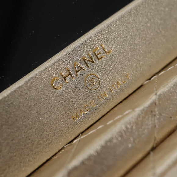 CHANEL Matelasse Jewelry Case Jewelry Box Lamb Skin Gold CC Auth 129974SM