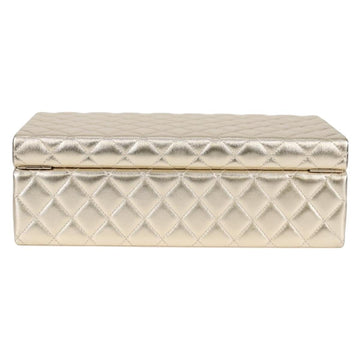 CHANEL Matelasse Jewelry Case Jewelry Box Lamb Skin Gold CC Auth 129974SM - 0
