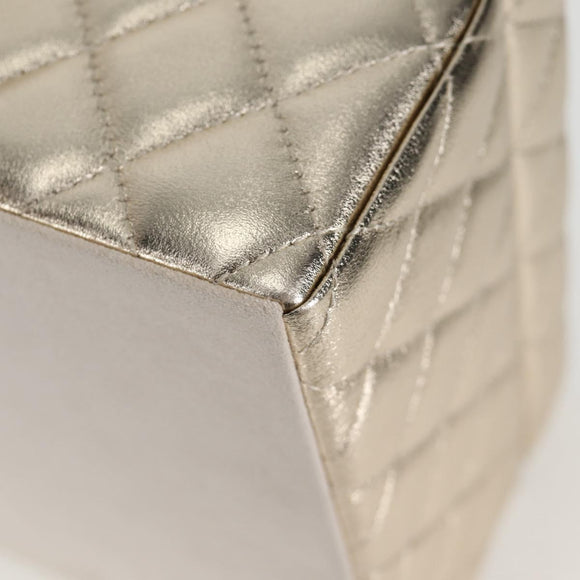 CHANEL Matelasse Jewelry Case Jewelry Box Lamb Skin Gold CC Auth 129974SM