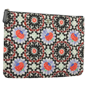 CHANEL Matelasse COCO Mark Pouch Nylon Multicolor CC Auth 129976V