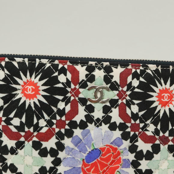CHANEL Matelasse COCO Mark Pouch Nylon Multicolor CC Auth 129976V