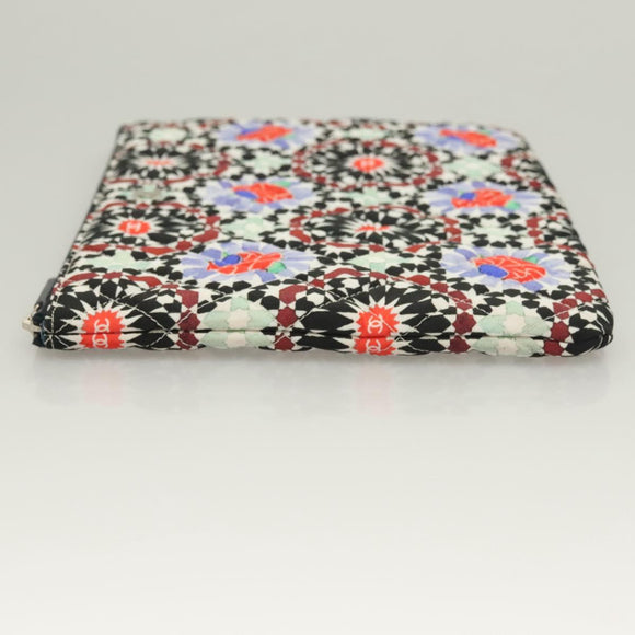 CHANEL Matelasse COCO Mark Pouch Nylon Multicolor CC Auth 129976V