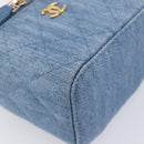 CHANEL Matelasse Chain Shoulder Pouch Bag Denim Blue Gold CC Auth 130041A-13