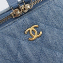 CHANEL Matelasse Chain Shoulder Pouch Bag Denim Blue Gold CC Auth 130041A-16