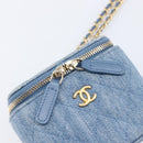 CHANEL Matelasse Chain Shoulder Pouch Bag Denim Blue Gold CC Auth 130041A-17