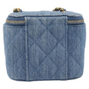 CHANEL Matelasse Chain Shoulder Pouch Bag Denim Blue Gold CC Auth 130041A-3