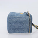 CHANEL Matelasse Chain Shoulder Pouch Bag Denim Blue Gold CC Auth 130041A-4