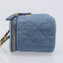 CHANEL Matelasse Chain Shoulder Pouch Bag Denim Blue Gold CC Auth 130041A-5