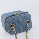 CHANEL Matelasse Chain Shoulder Pouch Bag Denim Blue Gold CC Auth 130041A-6