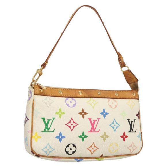 LOUIS VUITTON Multicolor Pochette Accessoires Pouch White M92649 LV Auth 130060