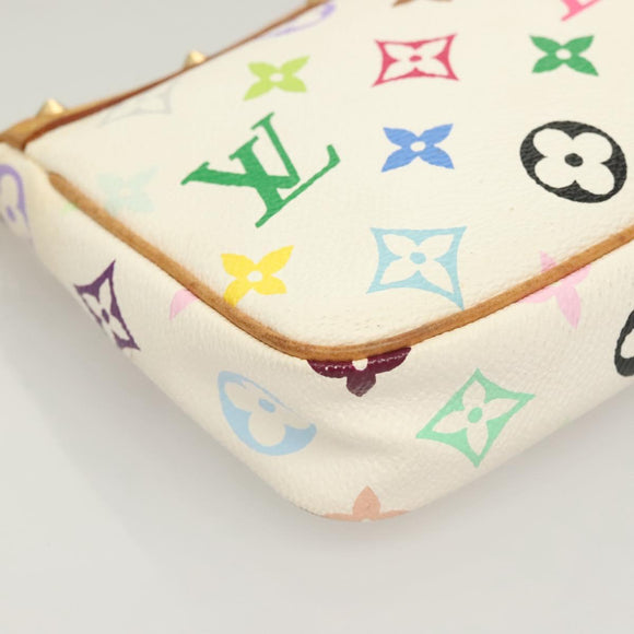 LOUIS VUITTON Multicolor Pochette Accessoires Pouch White M92649 LV Auth 130060