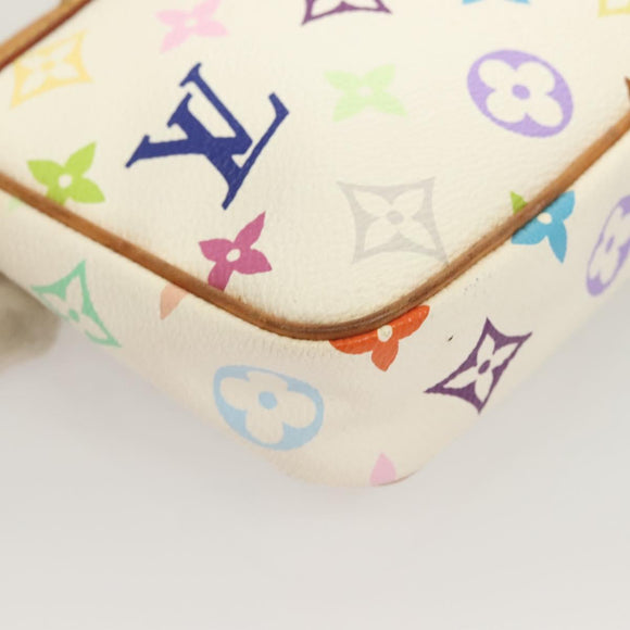 LOUIS VUITTON Multicolor Pochette Accessoires Pouch White M92649 LV Auth 130060