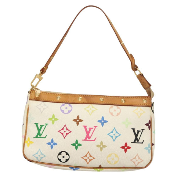 LOUIS VUITTON Multicolor Pochette Accessoires Pouch White M92649 LV Auth 130060