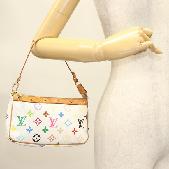 LOUIS VUITTON Multicolor Pochette Accessoires Pouch White M92649 LV Auth 130060
