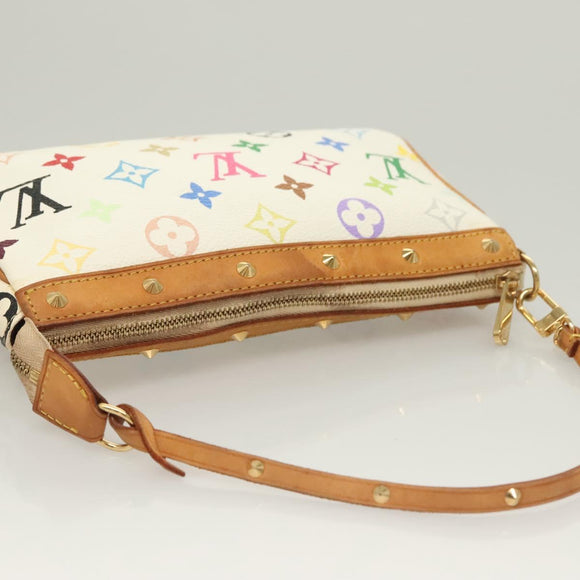 LOUIS VUITTON Multicolor Pochette Accessoires Pouch White M92649 LV Auth 130060