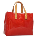 LOUIS VUITTON Monogram Vernis Reade PM Hand Bag Red Rouge M91088 LV Auth 130064-1