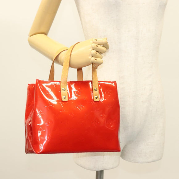 LOUIS VUITTON Monogram Vernis Reade PM Hand Bag Red Rouge M91088 LV Auth 130064