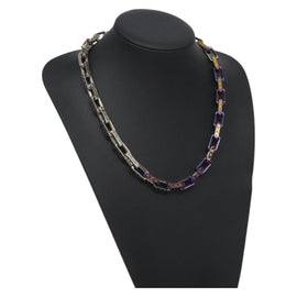 LOUIS VUITTON Monogram Collier Chain Necklace metal Rainbow M69449 Auth 130074