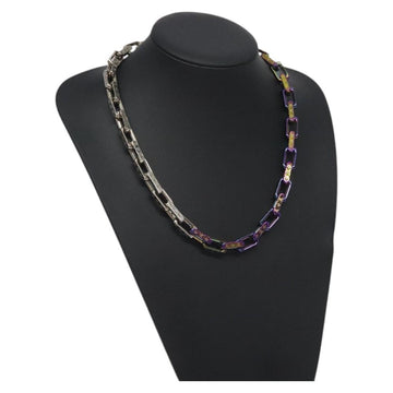 LOUIS VUITTON Monogram Collier Chain Necklace metal Rainbow M69449 Auth 130074