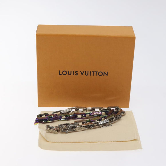 LOUIS VUITTON Monogram Collier Chain Necklace metal Rainbow M69449 Auth 130074