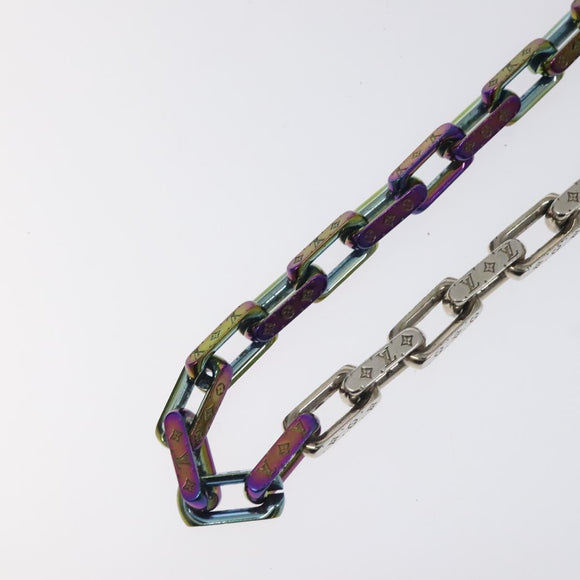 LOUIS VUITTON Monogram Collier Chain Necklace metal Rainbow M69449 Auth 130074