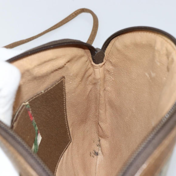 GUCCI GG Supreme Web Sherry Line Bag PVC Beige Gold 904 02 047 Auth 130090