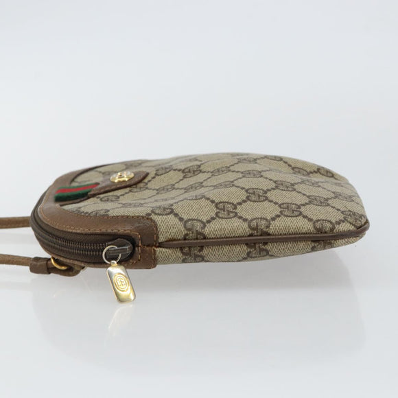 GUCCI GG Supreme Web Sherry Line Bag PVC Beige Gold 904 02 047 Auth 130090