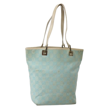 GUCCI GG Canvas Tote Bag Light Blue Gold 002 1099 Auth 130091