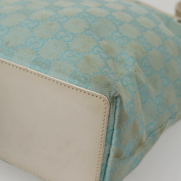 GUCCI GG Canvas Tote Bag Light Blue Gold 002 1099 Auth 130091