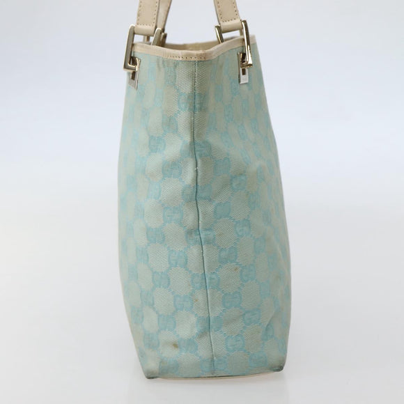 GUCCI GG Canvas Tote Bag Light Blue Gold 002 1099 Auth 130091