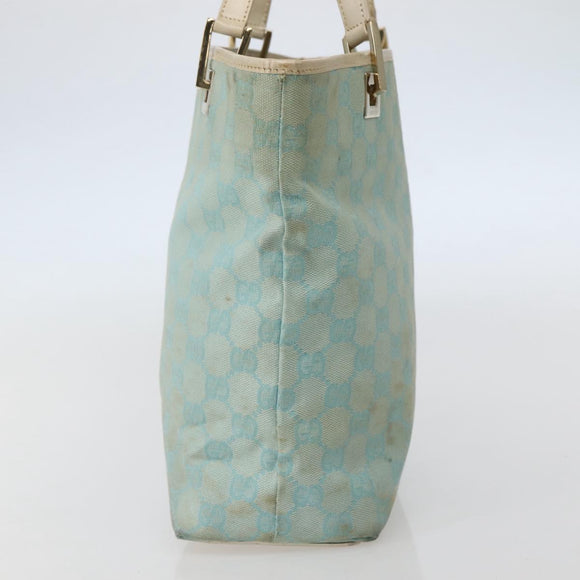 GUCCI GG Canvas Tote Bag Light Blue Gold 002 1099 Auth 130091
