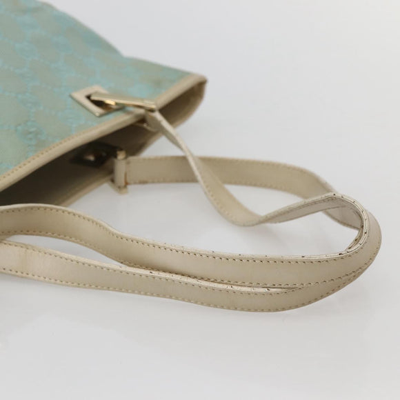 GUCCI GG Canvas Tote Bag Light Blue Gold 002 1099 Auth 130091