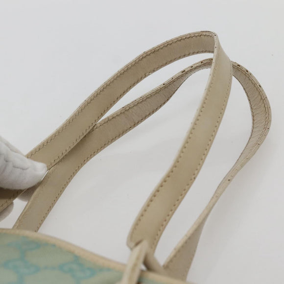 GUCCI GG Canvas Tote Bag Light Blue Gold 002 1099 Auth 130091